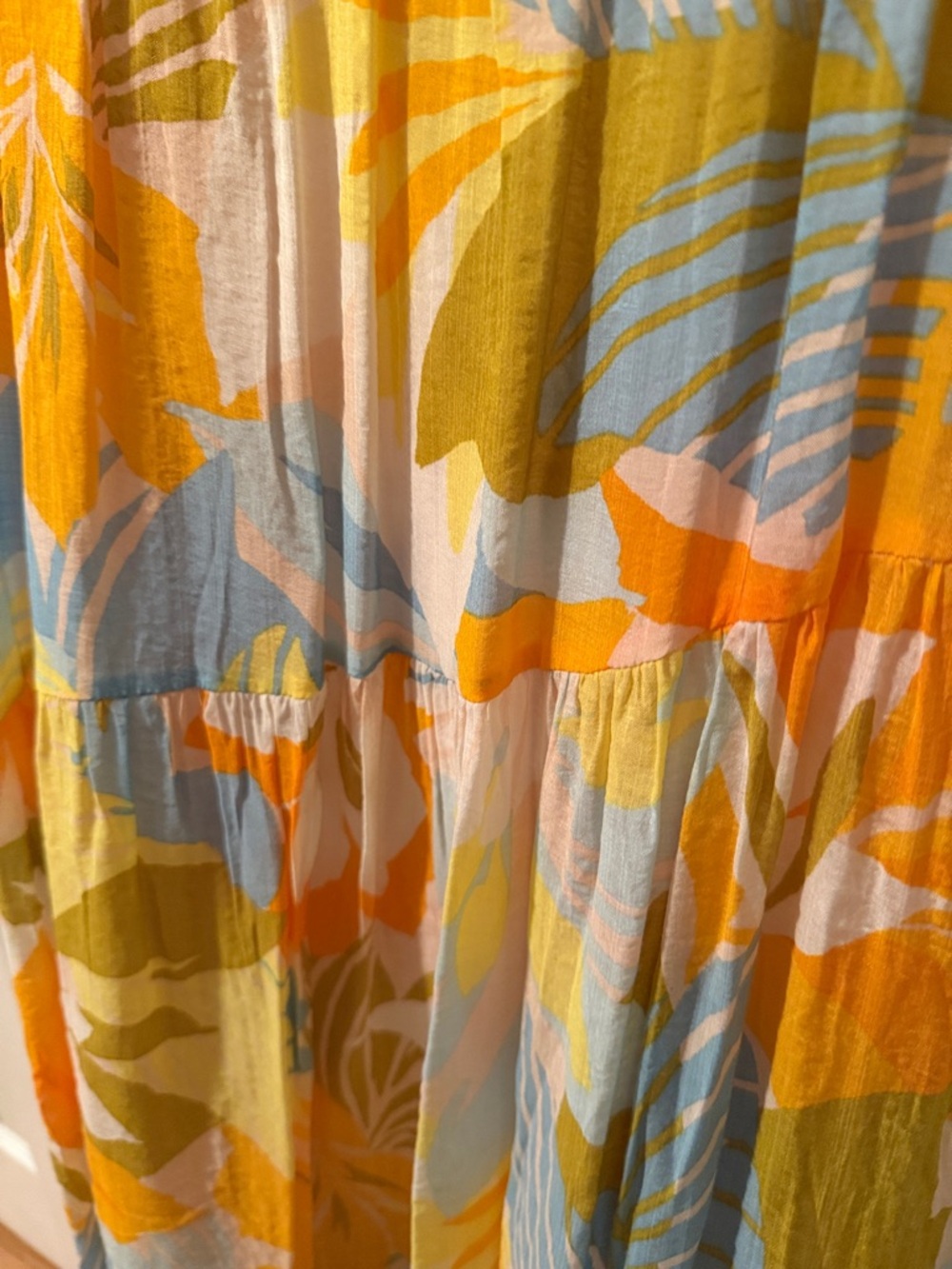 1. State Yellow, Blue & Olive Floral Tie-Shoulder Maxi Dress - Picture 4 of 5